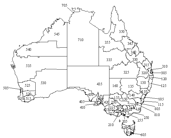 Map 1. Australian Bureau of Statistics Statistical Divisions
