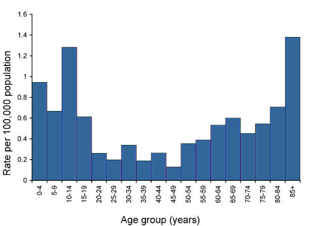 Figure 19:  Notifications of Shiga toxin-producing Escherichia coli, Australia, 2008, by age group