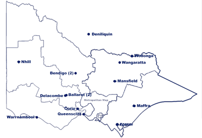 Figure 1a. Distribution of sentinel surveillance sites in metropolitan Victoria