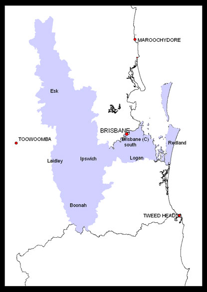Figure. The geographical area covered by the Brisbane Southside Public Health Unit