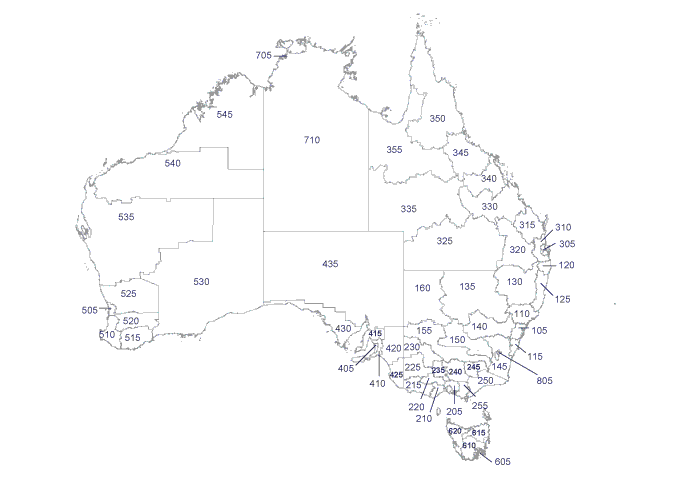 Map 1. Australian Bureau of Statistics Statistical Divisions and population, Australia, by Statistical Division, 2006